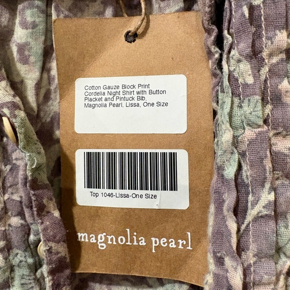 Magnolia Pearl Cordelia Night Shirt Cotton Gauze Block Print Top - Picture 2 of 7